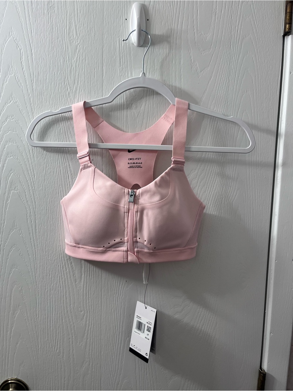 Nike Pink Front-Zip High-Support Sports Bra